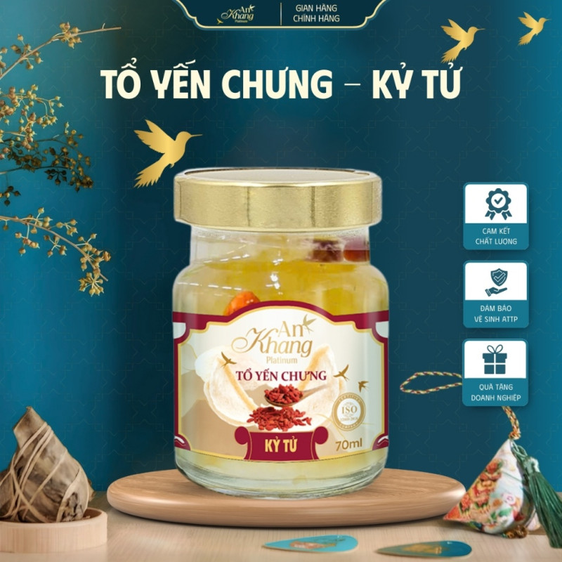 Hũ 70ml Tổ Yến Chưng Kỷ Tử AN KHANG Từ Yến Sào Thiên Nhiên Khánh Hòa Bồi Bổ Sức Khỏe - Hũ 70ml
