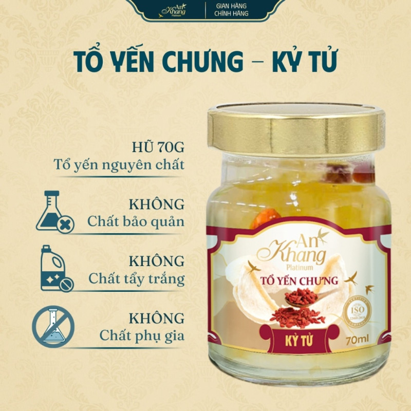 Hũ 70ml Tổ Yến Chưng Kỷ Tử AN KHANG Từ Yến Sào Thiên Nhiên Khánh Hòa Bồi Bổ Sức Khỏe - Hũ 70ml