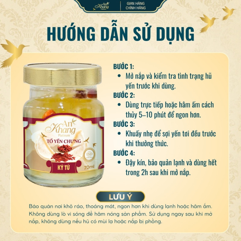 Hũ 70ml Tổ Yến Chưng Kỷ Tử AN KHANG Từ Yến Sào Thiên Nhiên Khánh Hòa Bồi Bổ Sức Khỏe - Hũ 70ml