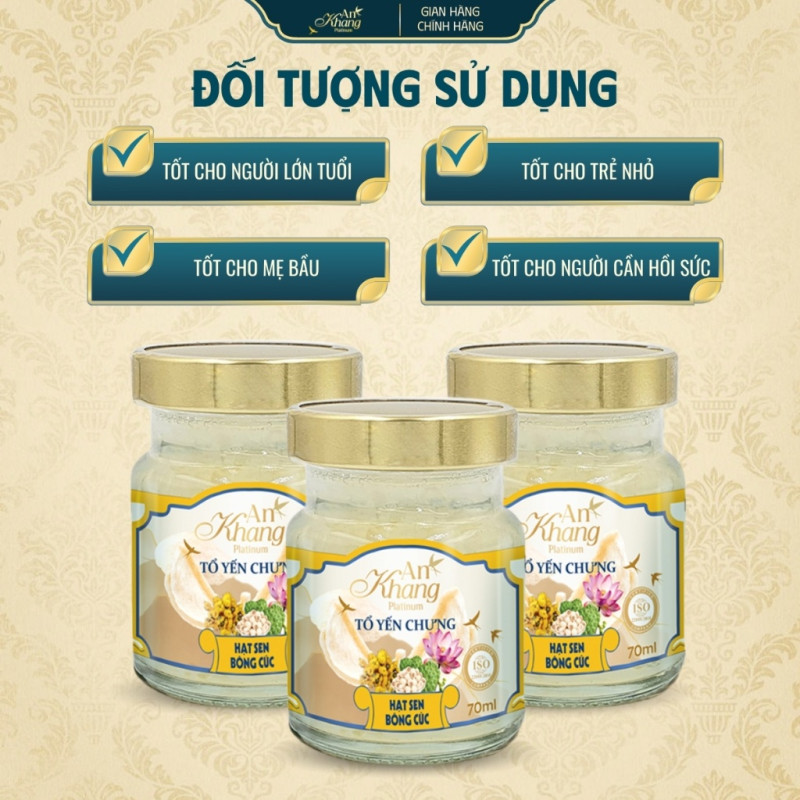 Hũ Tổ Yến Chưng Hạt Sen Bông Cúc AN KHANG Từ Yến Tươi Thật, Vị Ngọt Ngon Thơm Dịu - Hũ 70ml
