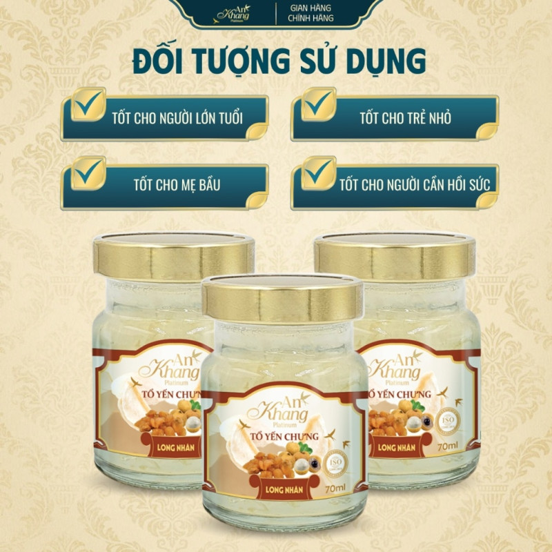 Hũ Tổ Yến Chưng Long Nhãn 70ml AN KHANG Từ Yến Tươi Hỗ Trợ Sức Khỏe, Tăng Sức Đề Kháng