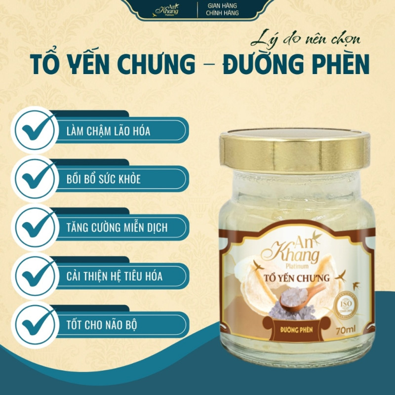 Hũ Yến Chưng Đường Phèn 70ml AN KHANG Từ Yến Sào Khánh Hòa Bồ Dưỡng Cho Cả Gia Đình