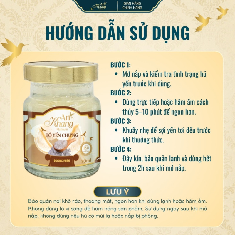 Hũ Yến Chưng Đường Phèn 70ml AN KHANG Từ Yến Sào Khánh Hòa Bồ Dưỡng Cho Cả Gia Đình