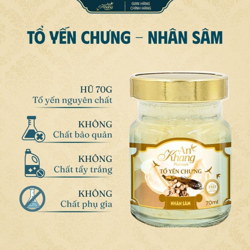 Tổ Yến Chưng Nhân Sâm AN KHANG Bồi Bổ Sức Khỏe, Tăng Sức Đề Kháng, Làm Đẹp Da - Hũ 70ml