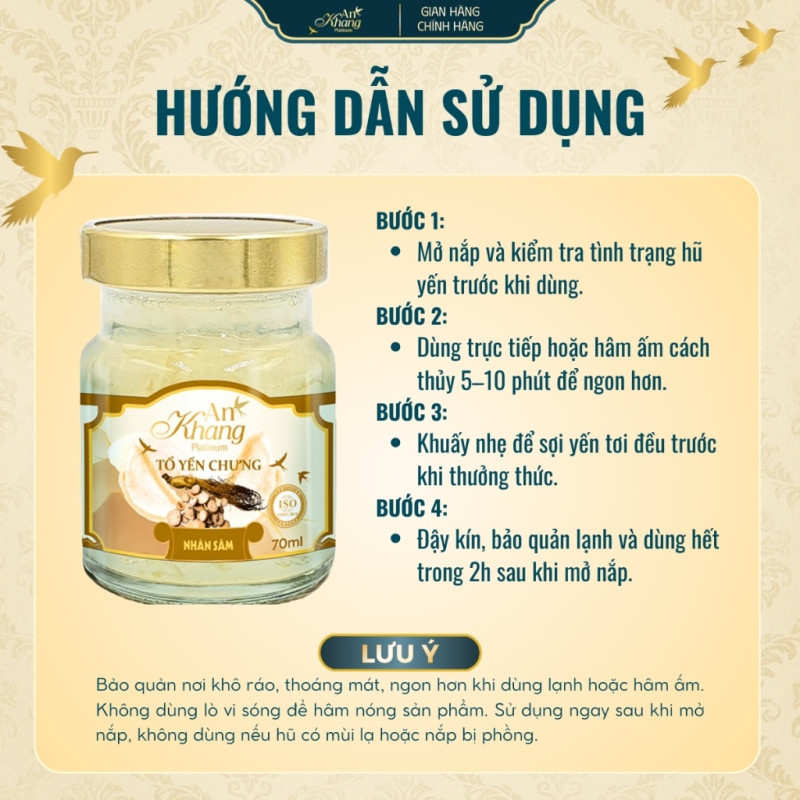 Tổ Yến Chưng Nhân Sâm AN KHANG Bồi Bổ Sức Khỏe, Tăng Sức Đề Kháng, Làm Đẹp Da - Hũ 70ml