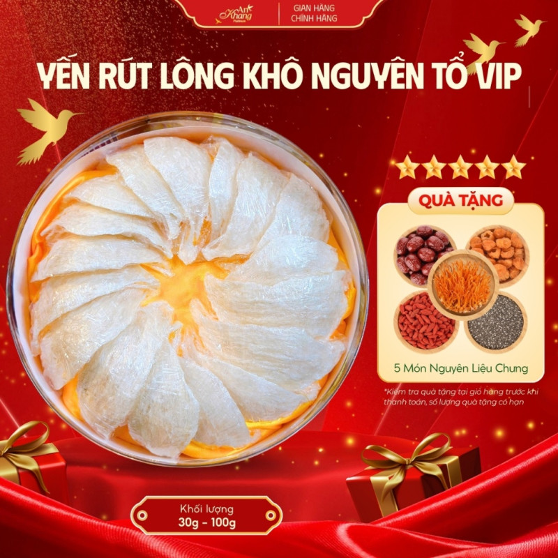 Tổ Yến Rút Lông Nguyên Tổ Vip Chọn Lọc AN KHANG, Set Yến Sào Khánh Hòa Tặng 5 Món Chưng Bổ Dưỡng