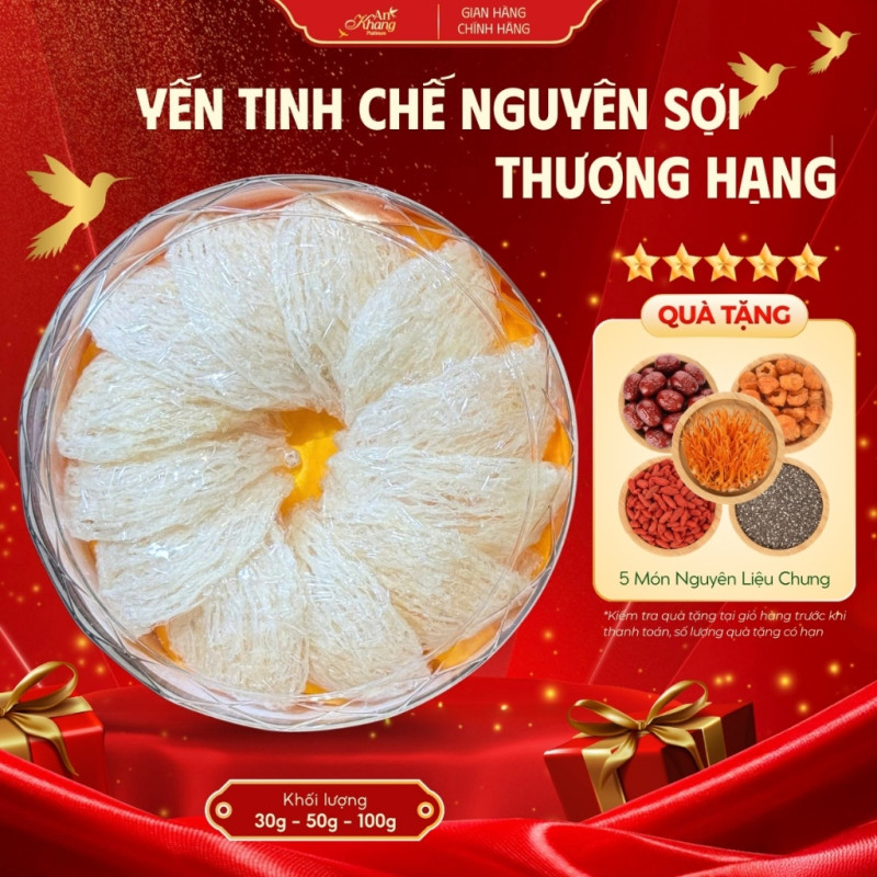 Tổ Yến Tinh Chế Nguyên Sợi Thượng Hạng AN KHANG 30-50-100g, Yến Sào Khánh Hòa Chất Lượng Bổ Dưỡng