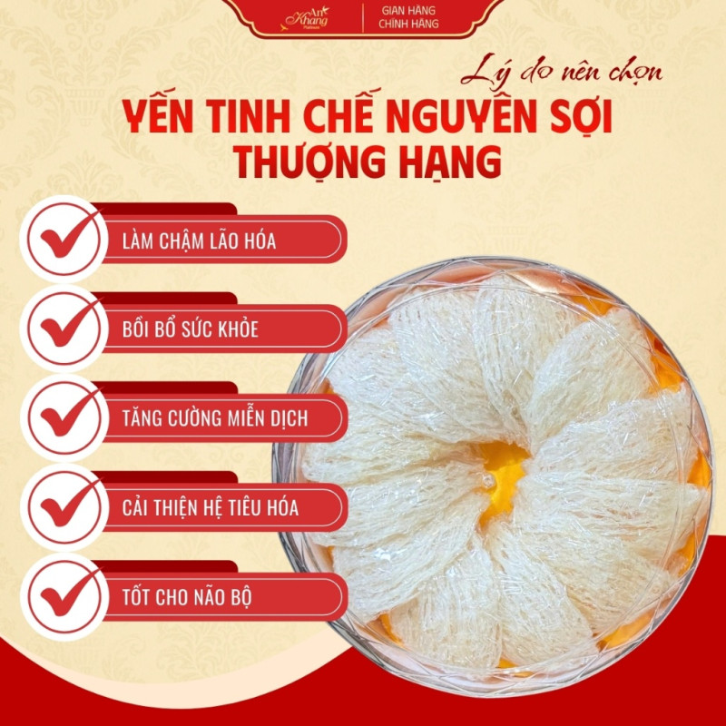 Tổ Yến Tinh Chế Nguyên Sợi Thượng Hạng AN KHANG 30-50-100g, Yến Sào Khánh Hòa Chất Lượng Bổ Dưỡng