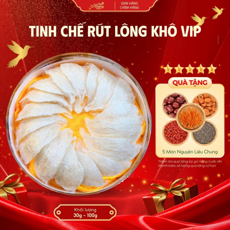 Tổ Yến Tinh Chế Rút Lông Khô Vip AN KHANG, Yến Sào Khánh Hòa Bổ Dưỡng Tặng Set 5 Món Chưng Bổ Dưỡng