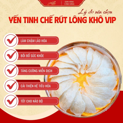 Tổ Yến Tinh Chế Rút Lông Khô Vip AN KHANG, Yến Sào Khánh Hòa Bổ Dưỡng Tặng Set 5 Món Chưng Bổ Dưỡng
