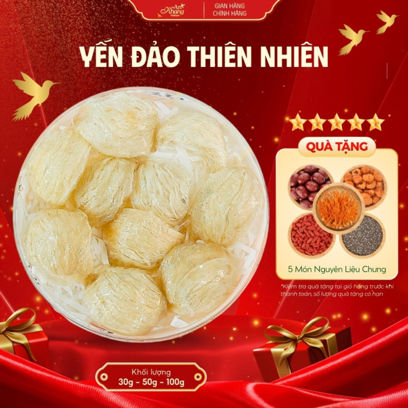 Yến Đảo Thiên Nhiên AN KHANG Tặng Kèm Set Chưng 5 Món, Yến Sào Khánh Hòa Thiên Nhiên Không Phụ Gia