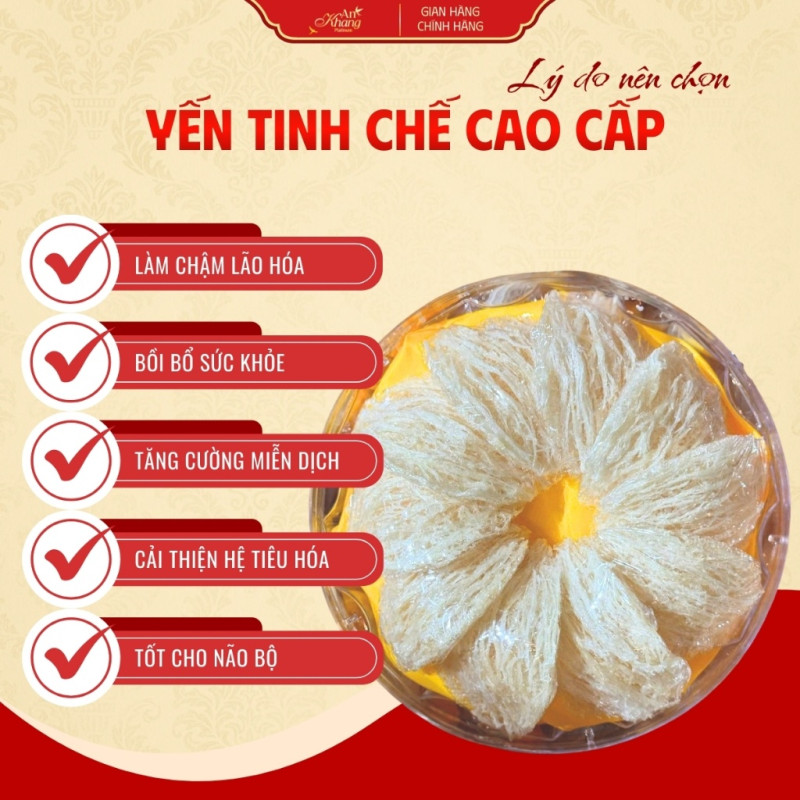 Yến Sào Khánh Hòa Tinh Chế Cao Cấp AN KHANG- Hộp Quà Tặng Yến Kèm Set Chưng Bổ Dưỡng 30-50-100G