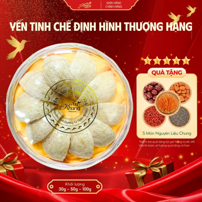 Yến Sào Tinh Chế Định Hình Thượng Hạng AN KHANG, Yến Sào Khánh Hòa Dinh Dưỡng Bồi Bổ Sức Khỏe