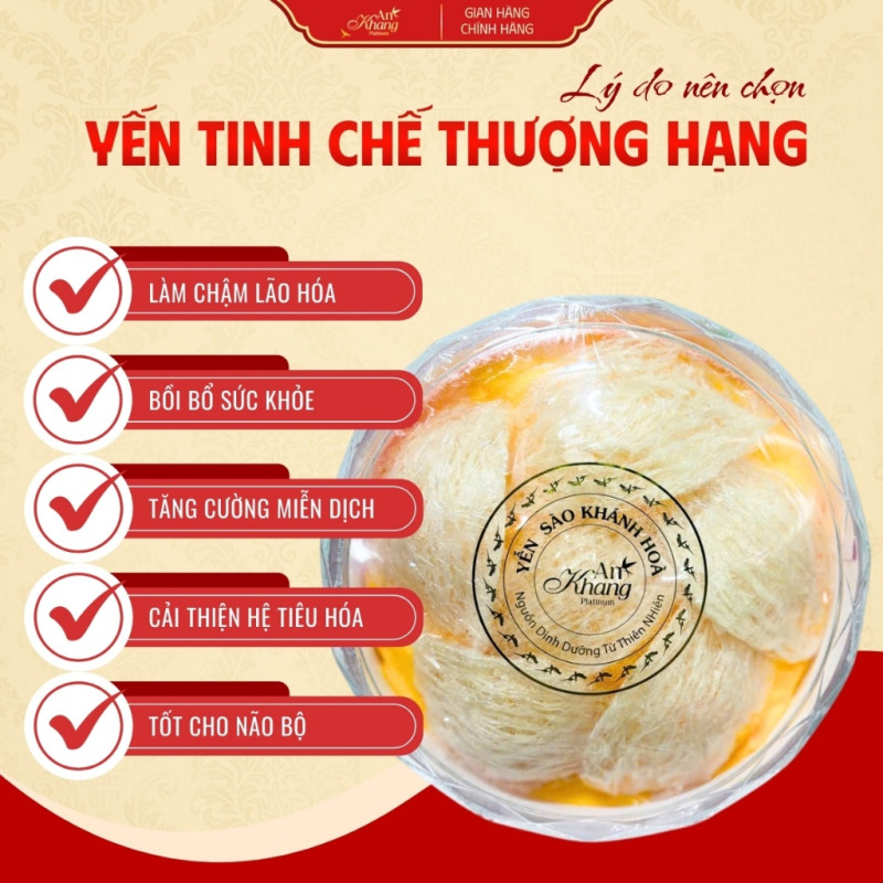 Yến Tinh Chế Thượng Hạng AN KHANG 30-50-100g, Yến Sào Tuyển Chọn Không Phụ Gia Không Chất Tạo Sợi